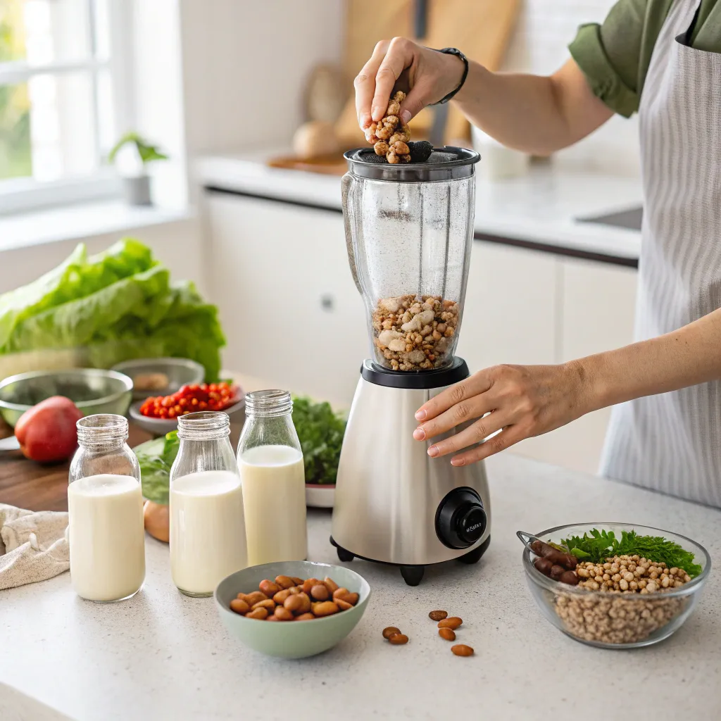 Customer creating homemade plant-based milk